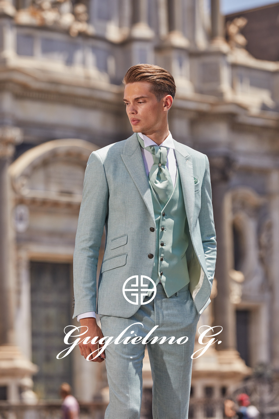 Hochzeitsanzug von Guglielmo G Italienischer Designer Bräutigamanzug in Spitzenqualität
